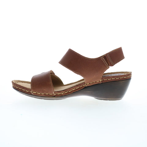 Softspots Pamela 7335800 Womens Brown Leather Wedges Sandals Shoes