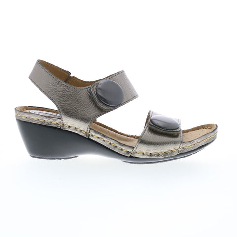 Softspots Pamela 7335893 Womens Gray Leather Wedges Sandals Shoes