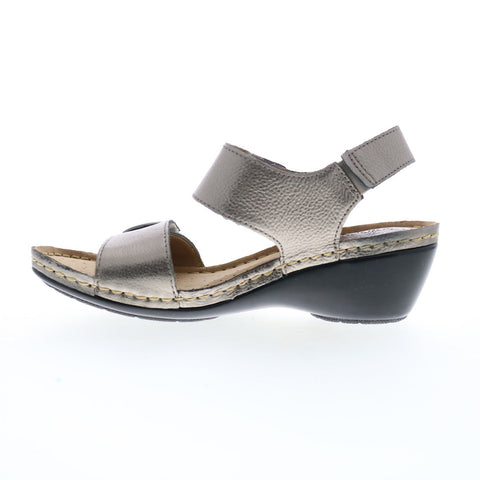 Softspots Pamela 7335893 Womens Gray Leather Wedges Sandals Shoes