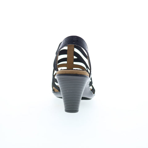 Softspots Naples 7337851 Womens Black Nubuck Slip On Heeled Sandals Shoes