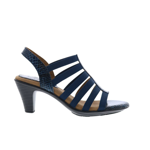 Softspots Naples 7337857 Womens Blue Nubuck Slip On Heeled Sandals Shoes