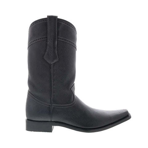 Los Altos Square Toe ELK Boot 735105 Mens Black Wide Cowboy Western Boots