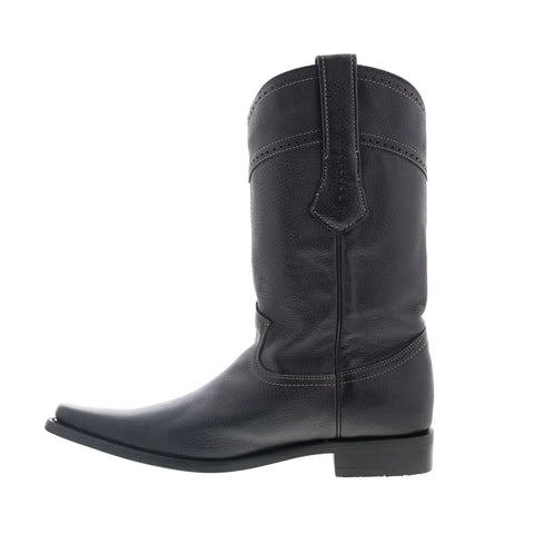 Los Altos Square Toe ELK Boot 735105 Mens Black Wide Cowboy Western Boots
