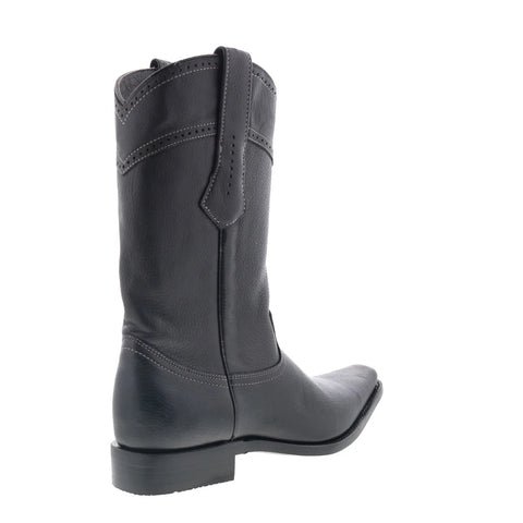 Los Altos Square Toe ELK Boot 735105 Mens Black Wide Cowboy Western Boots