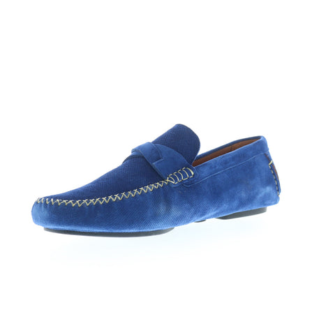 Mezlan English Suede Driver Loafer 7375 Mens Blue Suede Loafers Moccasin Shoes