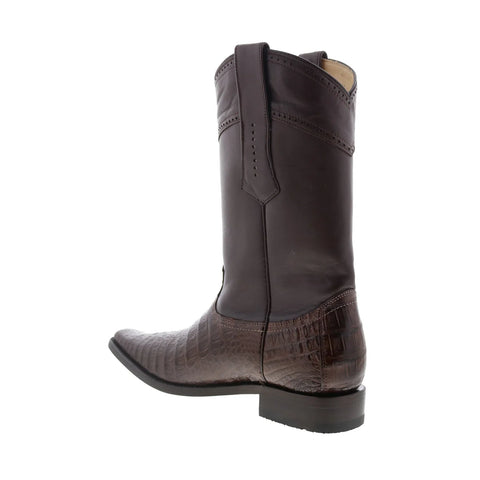 Los Altos Square Toe Caiman Belly Boot Mens Brown Wide Cowboy Western Boots