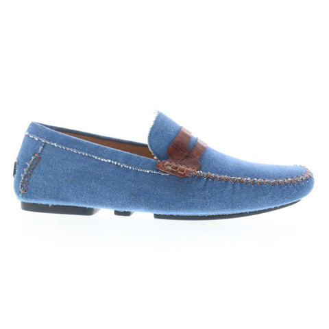 Mezlan Jean Sport Crocodile Driver Loafer Mens Blue Loafers Moccasin Shoes