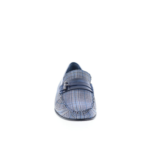 Mezlan Linen Ornament Loafers 7397 Mens Blue Loafers & Slip Ons Casual Shoes