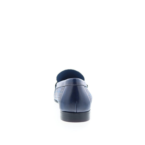 Mezlan Linen Ornament Loafers 7397 Mens Blue Loafers & Slip Ons Casual Shoes