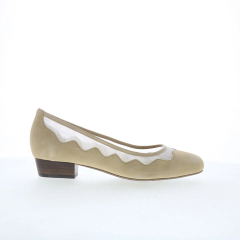 Ros Hommerson Tootsie 74034-34 Womens Beige Suede Slip On Pumps Heels Shoes