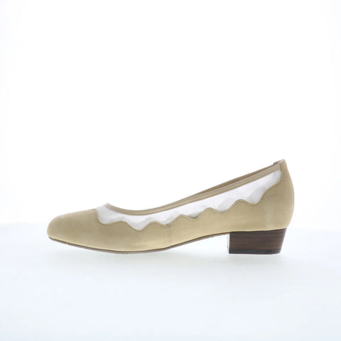 Ros Hommerson Tootsie 74034-34 Womens Beige Suede Slip On Pumps Heels Shoes