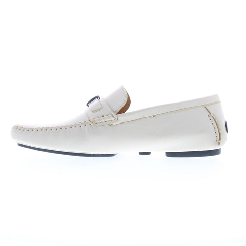 Mezlan 7410 Mens White Leather Loafers & Slip Ons Moccasin Shoes