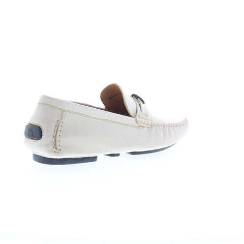 Mezlan 7410 Mens White Leather Loafers & Slip Ons Moccasin Shoes