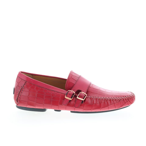 Mezlan Embossed Driving Moccasin 7421 Mens Red Leather Loafers Casual Shoes