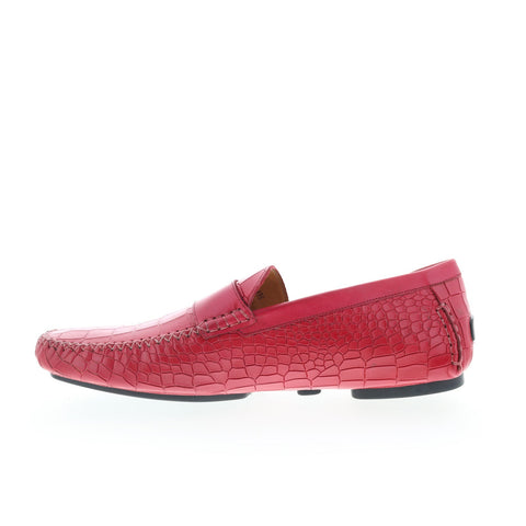 Mezlan Embossed Driving Moccasin 7421 Mens Red Leather Loafers Casual Shoes