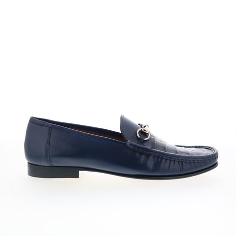 Mezlan Croc Ornament Moccasin 7424 Mens Blue Loafers & Slip Ons Casual Shoes