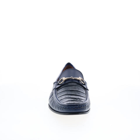 Mezlan Croc Ornament Moccasin 7424 Mens Blue Loafers & Slip Ons Casual Shoes
