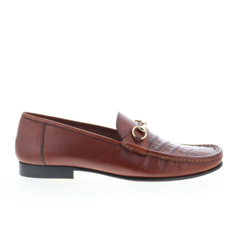 Mezlan Crocodile English Bit Loafer 7424 Mens Brown Loafers Casual Shoes