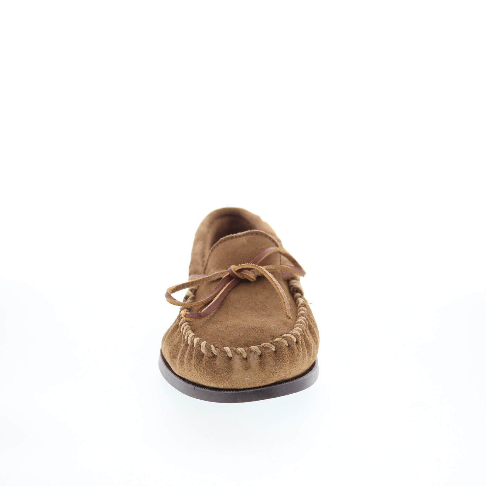 Minnetonka Camp Moc Moccasin 747 Mens 10.5 Leather Loafer Slip On Shoes Brown Minnetonka Camp Moc 747W-DST Mens Wide Loafers & Slip Ons  main image 4