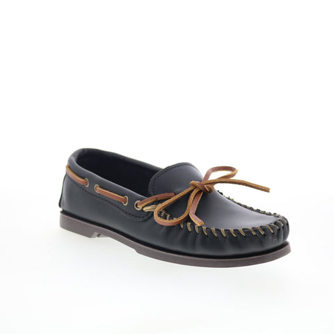 Minnetonka Camp Moc 749-BLK Mens Black Loafers & Slip Ons Moccasin Shoes