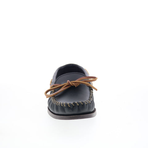 Minnetonka Camp Moc 749-BLK Mens Black Loafers & Slip Ons Moccasin Shoes