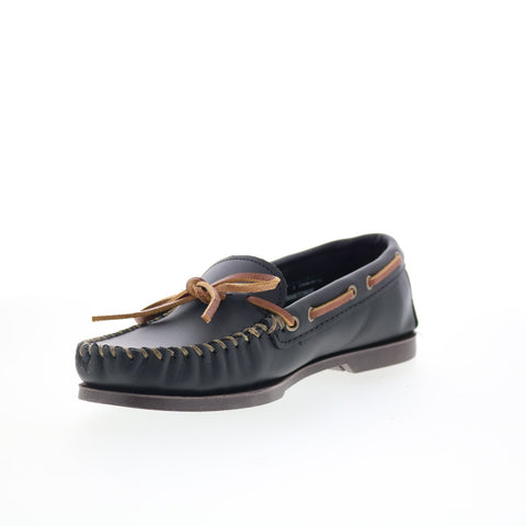 Minnetonka Camp Moc 749-BLK Mens Black Loafers & Slip Ons Moccasin Shoes