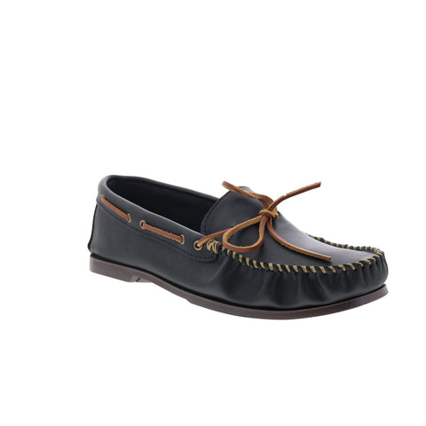 Minnetonka Camp Moc 749X-BLK Mens Black Loafers & Slip Ons Moccasin Shoes