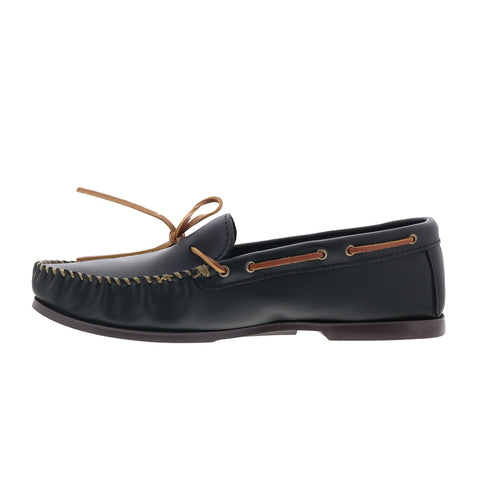 Minnetonka Camp Moc 749X-BLK Mens Black Loafers & Slip Ons Moccasin Shoes