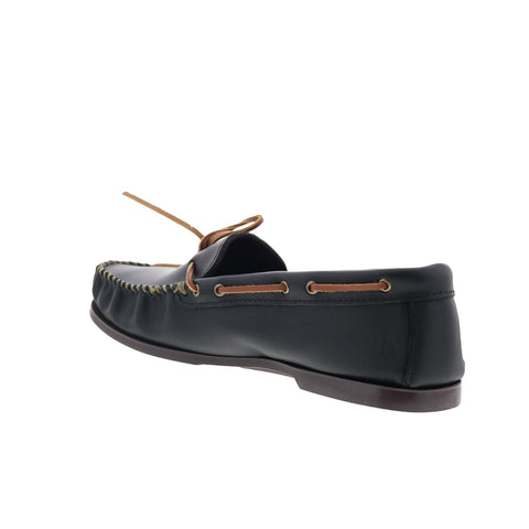 Minnetonka Camp Moc 749X-BLK Mens Black Loafers & Slip Ons Moccasin Shoes