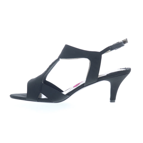 Ros Hommerson Lucky 75062-97 Womens Black Wide Canvas Strap Heels Shoes
