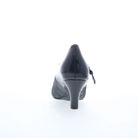 Ros Hommerson KiKi 75075-06 Womens Black Wide Leather Pumps Heels Shoes