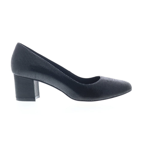 Ros Hommerson Jessica 75081-P1 Womens Black Wide Leather Pumps Heels Shoes
