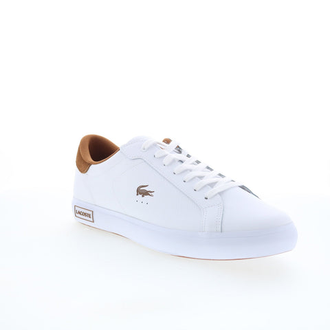 Lacoste Powercourt 225 1 SMA Mens White Leather Lifestyle Sneakers Shoes