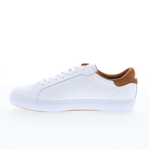 Lacoste Powercourt 225 1 SMA Mens White Leather Lifestyle Sneakers Shoes