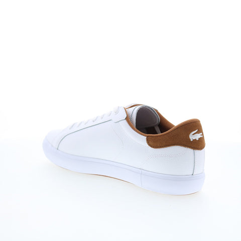 Lacoste Powercourt 225 1 SMA Mens White Leather Lifestyle Sneakers Shoes