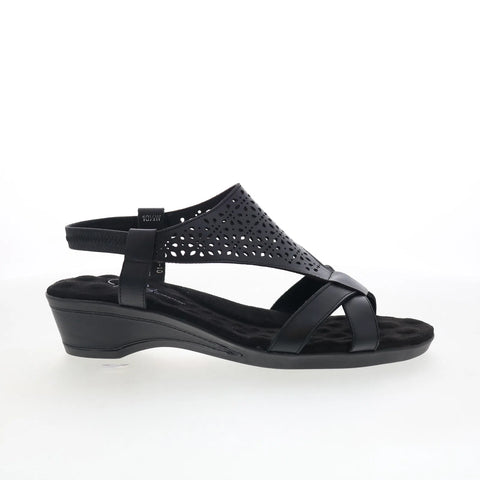 Ros Hommerson Kitsy 75148-10 Womens Black Leather Slingback Sandals Shoes