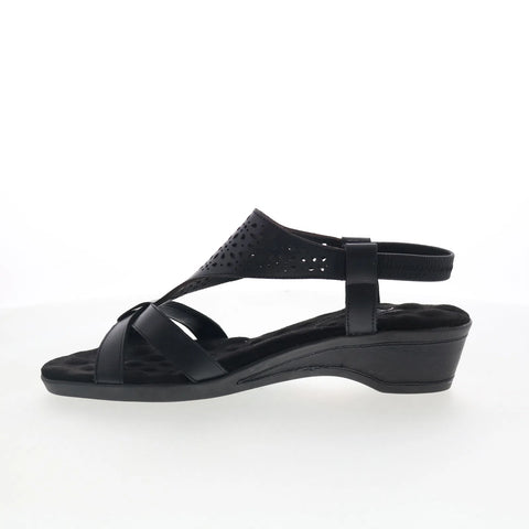 Ros Hommerson Kitsy 75148-10 Womens Black Leather Slingback Sandals Shoes
