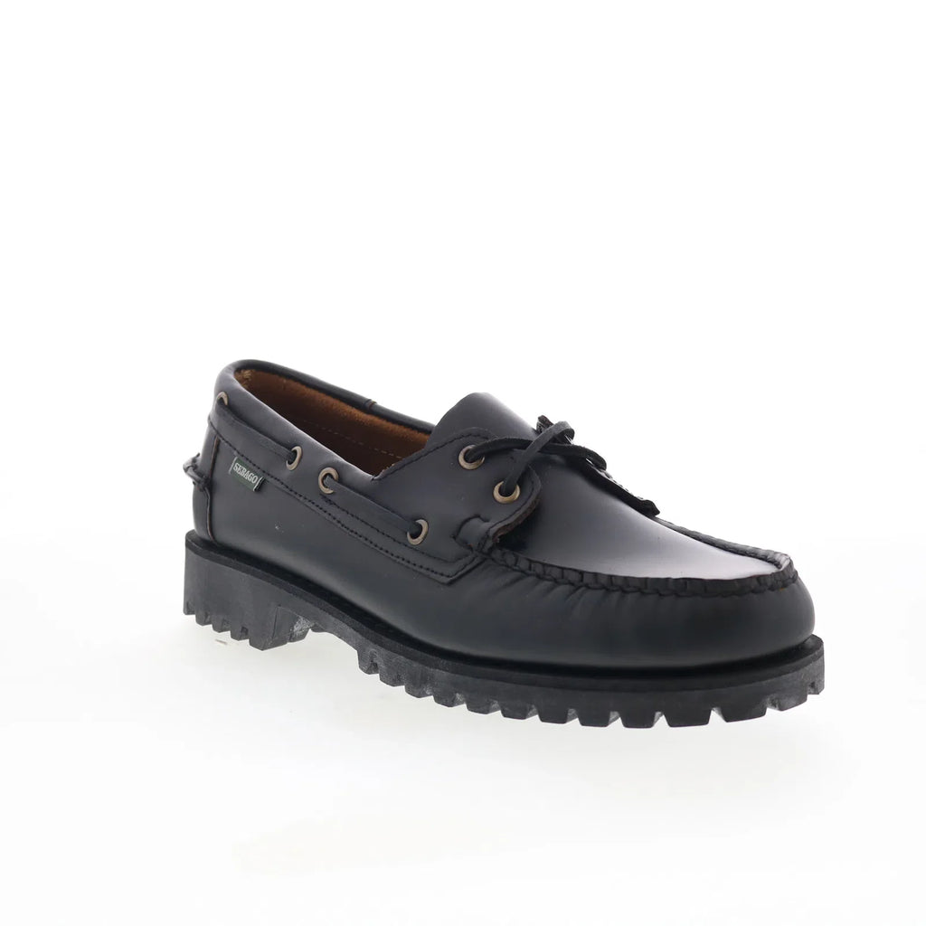 Sebago Ranger Moc Soft Womens Black Leather Loafers & Slip Ons Boat Sh ...