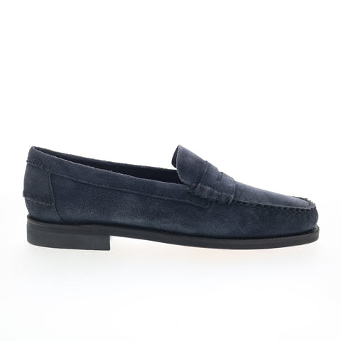 Sebago Classic Dan Flesh Out Mens Blue Suede Loafers & Slip Ons Penny Shoes