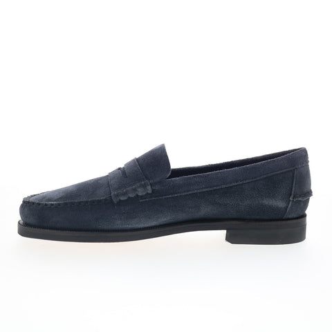 Sebago Classic Dan Flesh Out Mens Blue Suede Loafers & Slip Ons Penny Shoes