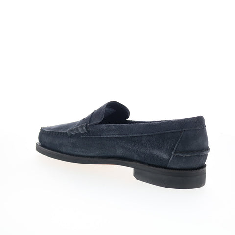 Sebago Classic Dan Flesh Out Mens Blue Suede Loafers & Slip Ons Penny Shoes