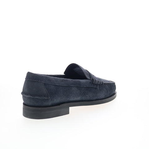 Sebago Classic Dan Flesh Out Mens Blue Suede Loafers & Slip Ons Penny Shoes