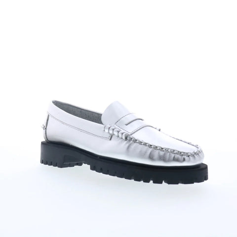 Sebago Dan Met Lug 761127W-988 Womens Silver Loafers & Slip Ons Penny Shoes