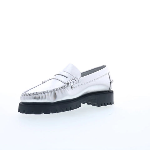 Sebago Dan Met Lug 761127W-988 Womens Silver Loafers & Slip Ons Penny Shoes