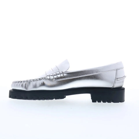 Sebago Dan Met Lug 761127W-988 Womens Silver Loafers & Slip Ons Penny Shoes