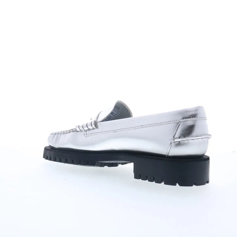 Sebago Dan Met Lug 761127W-988 Womens Silver Loafers & Slip Ons Penny Shoes