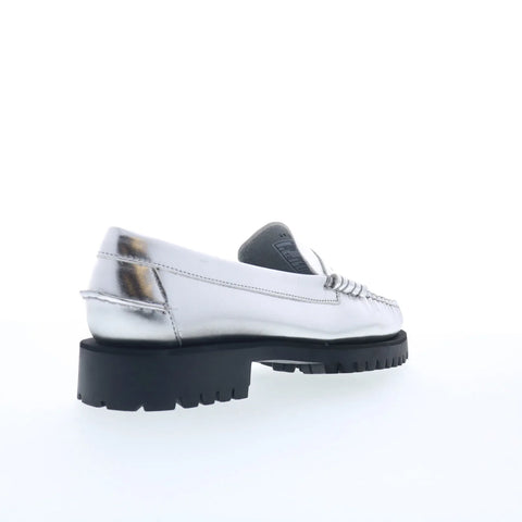Sebago Dan Met Lug 761127W-988 Womens Silver Loafers & Slip Ons Penny Shoes