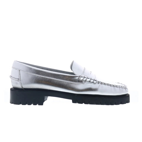Sebago Dan Met Lug Womens Silver Loafers & Slip Ons Penny Shoes