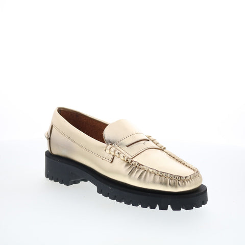 Sebago Dan Met Lug 761127W-989 Womens Gold Loafers & Slip Ons Penny Shoes