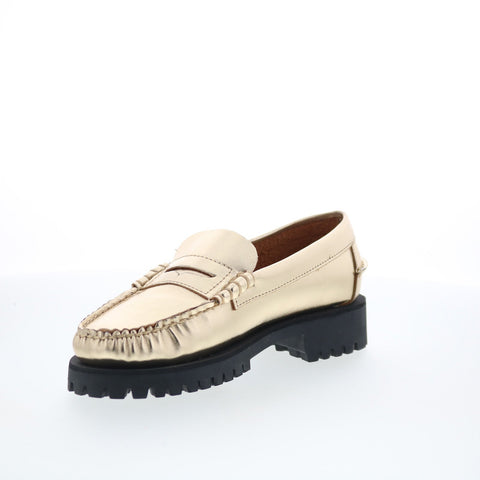 Sebago Dan Met Lug 761127W-989 Womens Gold Loafers & Slip Ons Penny Shoes